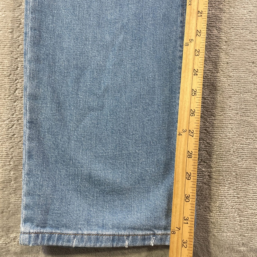 Mott Bow Jeans Slim Mens 38x32 Light Wash Distressed Casual Denim Whiskers - Picture 6 of 10